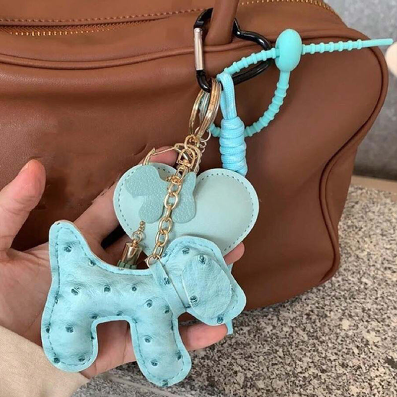 Cute Cartoon PU Leather Puppy Keychain Creative Bag Charm