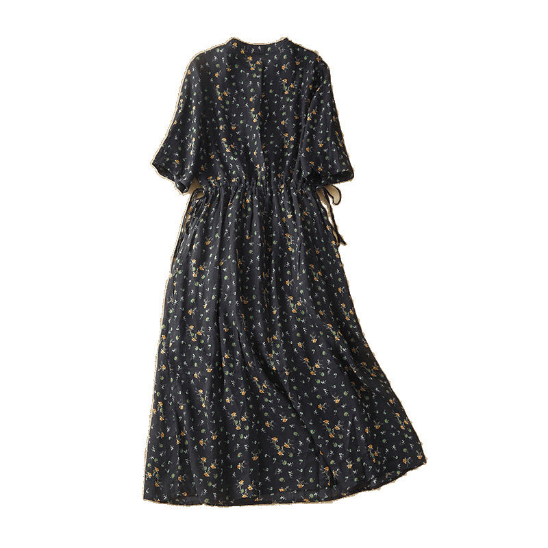 Mid-length Printed Loose-fit Retro Artistic Casual Dress
