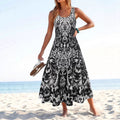 Fashionable Printed Strapless Sleeveless Casual Dress