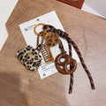 Leopard-print Vintage Braided-rope Keychain Charm