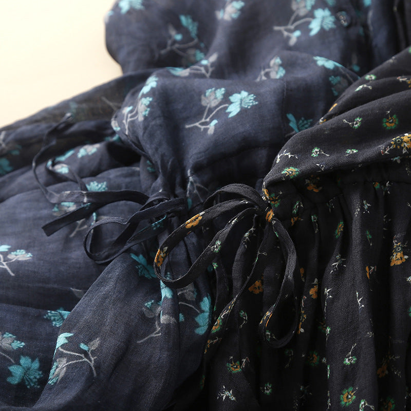 Mid-length Printed Loose-fit Retro Artistic Casual Dress
