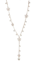 Shining Diva Fashion Jewellery Pearl and Florals Base Metal Pendent Long Chain Pendant Stylish Necklace for Women (White, Golden) (9677np)