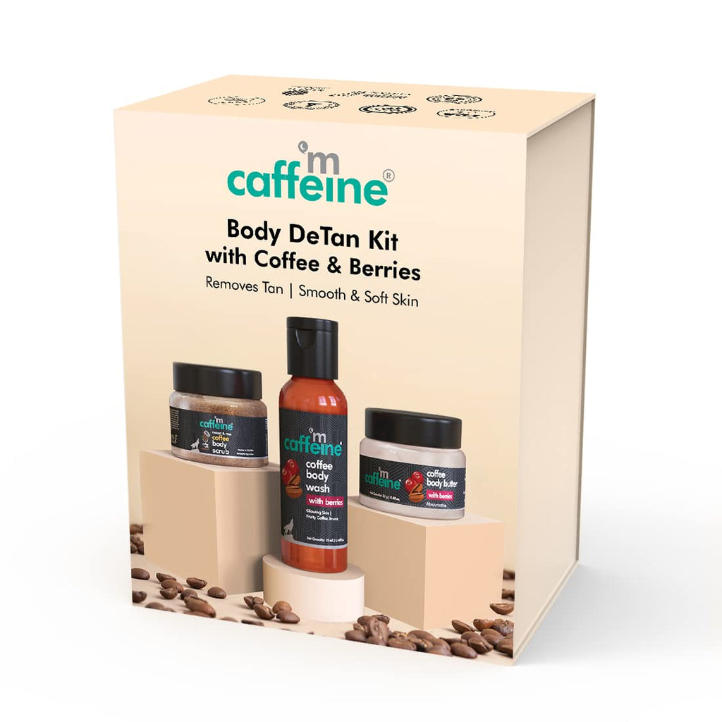 mCaffeine Body Care Gift Set for Women & Men | Bodywash Gift Box with Berries Body Wash, Body Scrub & Body Butter | Hydrating, Moisturizing Skin Care Kit for Birthday , Anniversary Gifts | Hampers for Him & Her for all special occasions