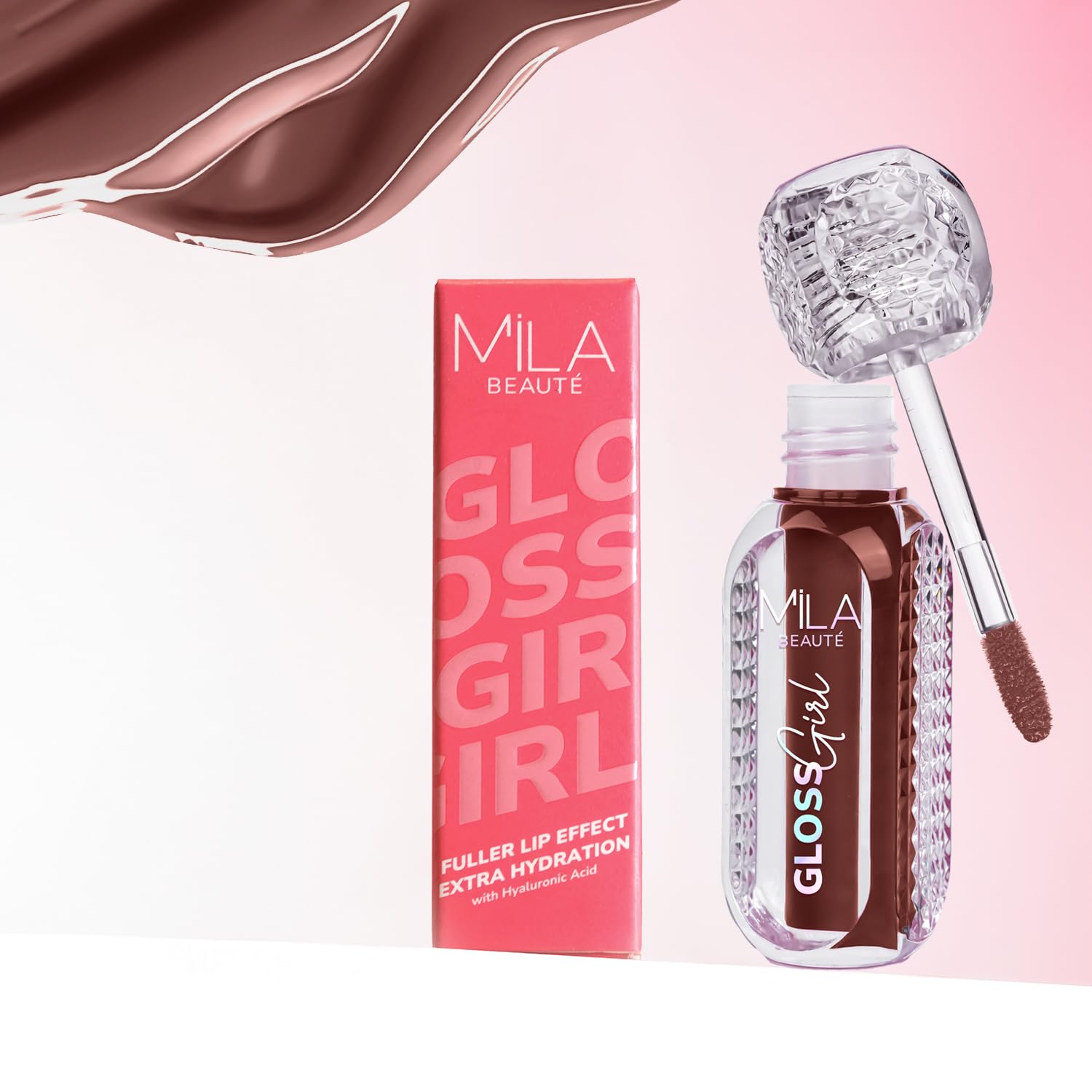 MILA BEAUTÉ Gloss Girl Lip Gloss|Enriched With Mango Seed Butter & Hyaluronic Acid|Light Weight & Non-Sticky Formula|Gives Fuller-Lip Effect & Extra Hydration|High Shine Finish-That's Me, 2.8 Ml