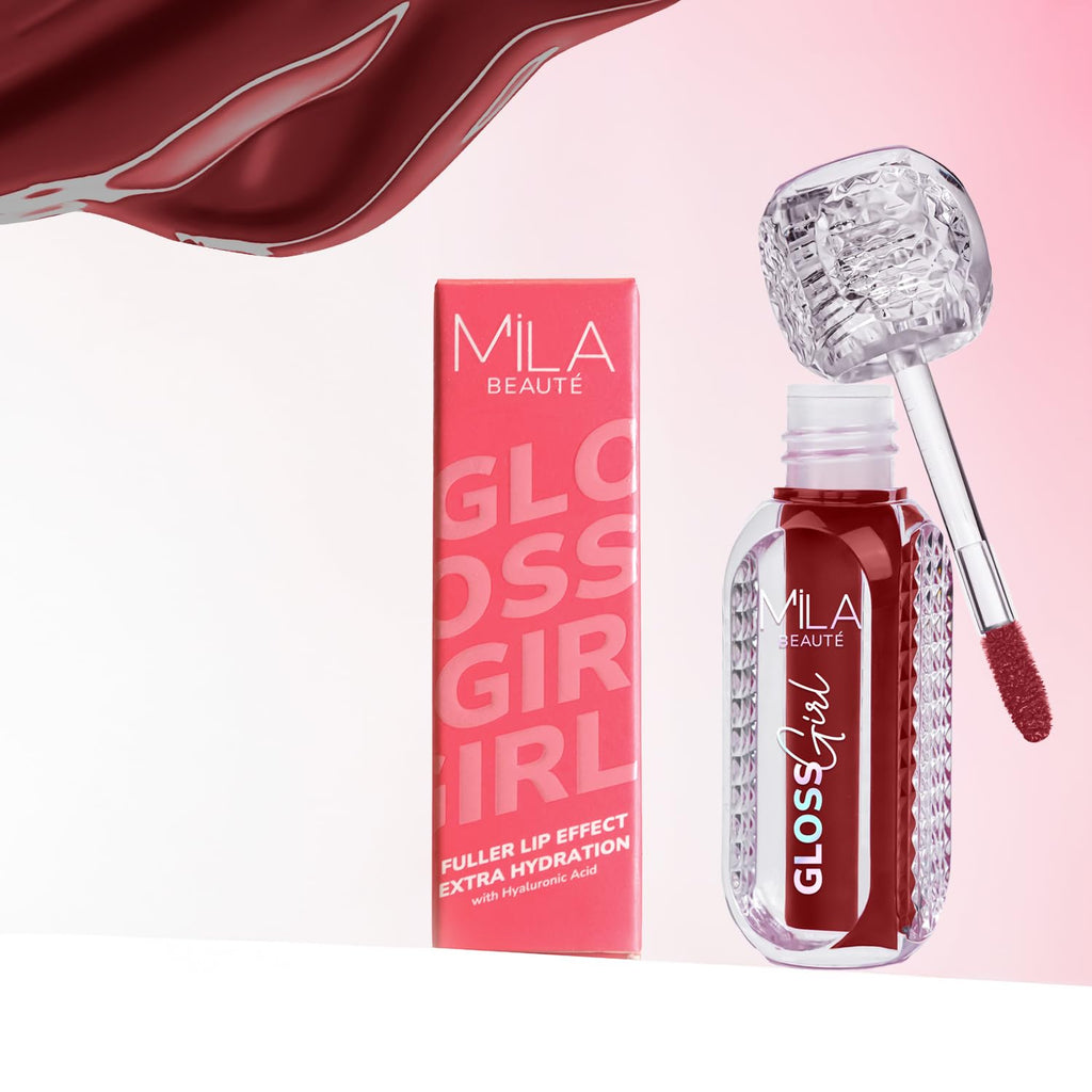 MILA BEAUTÉ Gloss Girl Lip Gloss|Enriched With Mango Seed Butter & Hyaluronic Acid|Light Weight & Non-Sticky Formula|Gives Fuller-Lip Effect & Extra Hydration|High Shine Finish-That's Me, 2.8 Ml