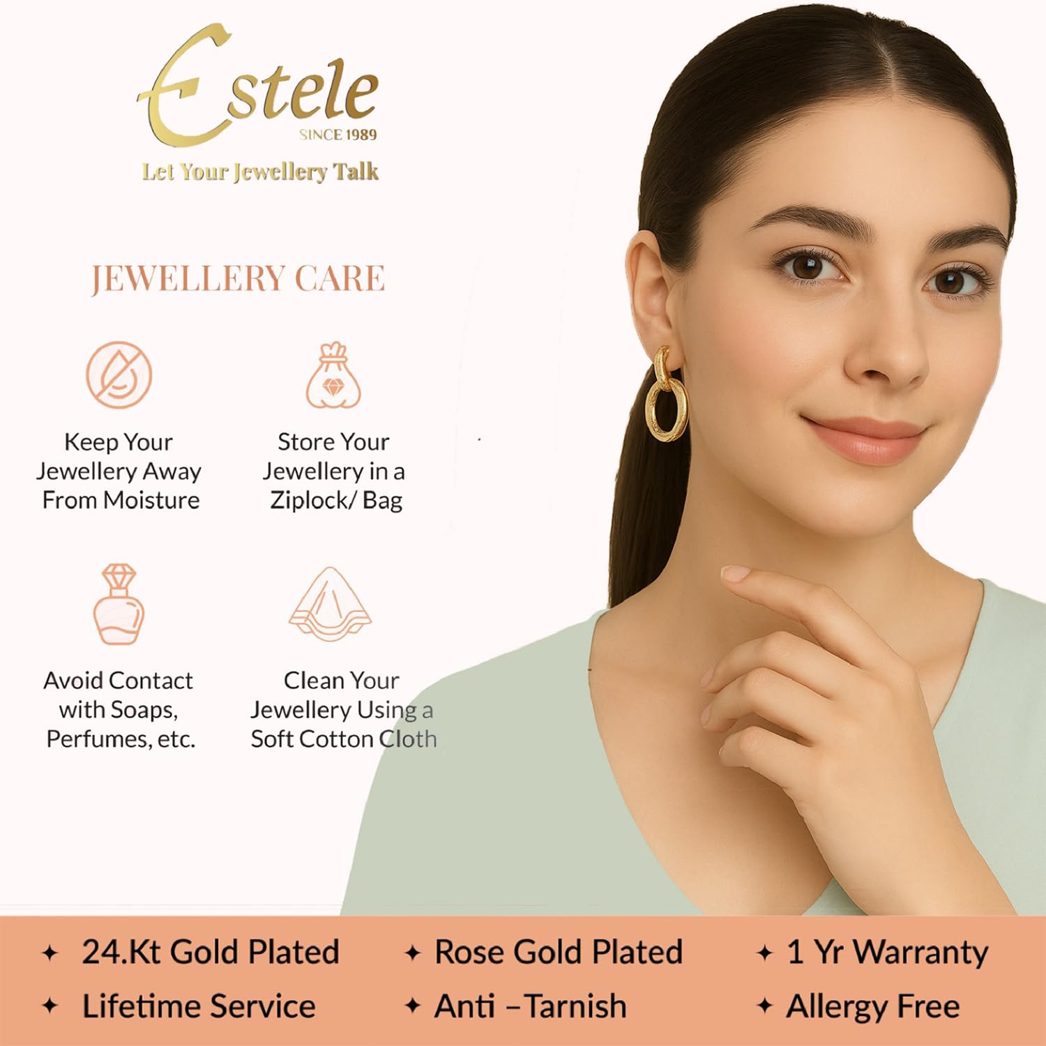 Estele Jewellery Sets for Women Gold Plated Bridal Necklace Jewellery Set with Earrings