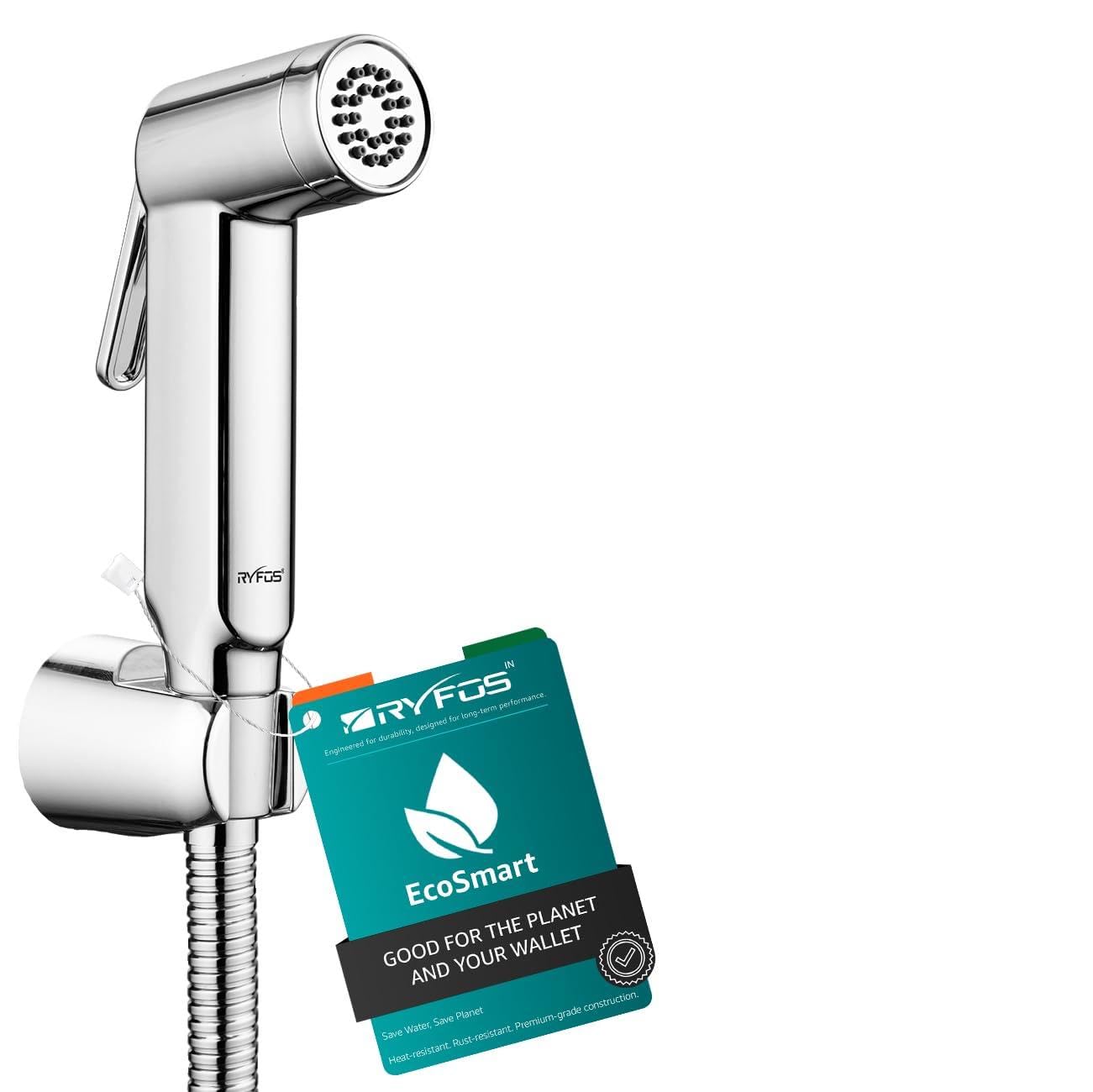 India’s 1st Brand with Lifetime Support, R1005HF ABS Health Faucet, Jet Spray for Toilet with 1-1.2 Mtr SS-304 Flexible Hose Pipe & Wall Hook, Chrome Finish