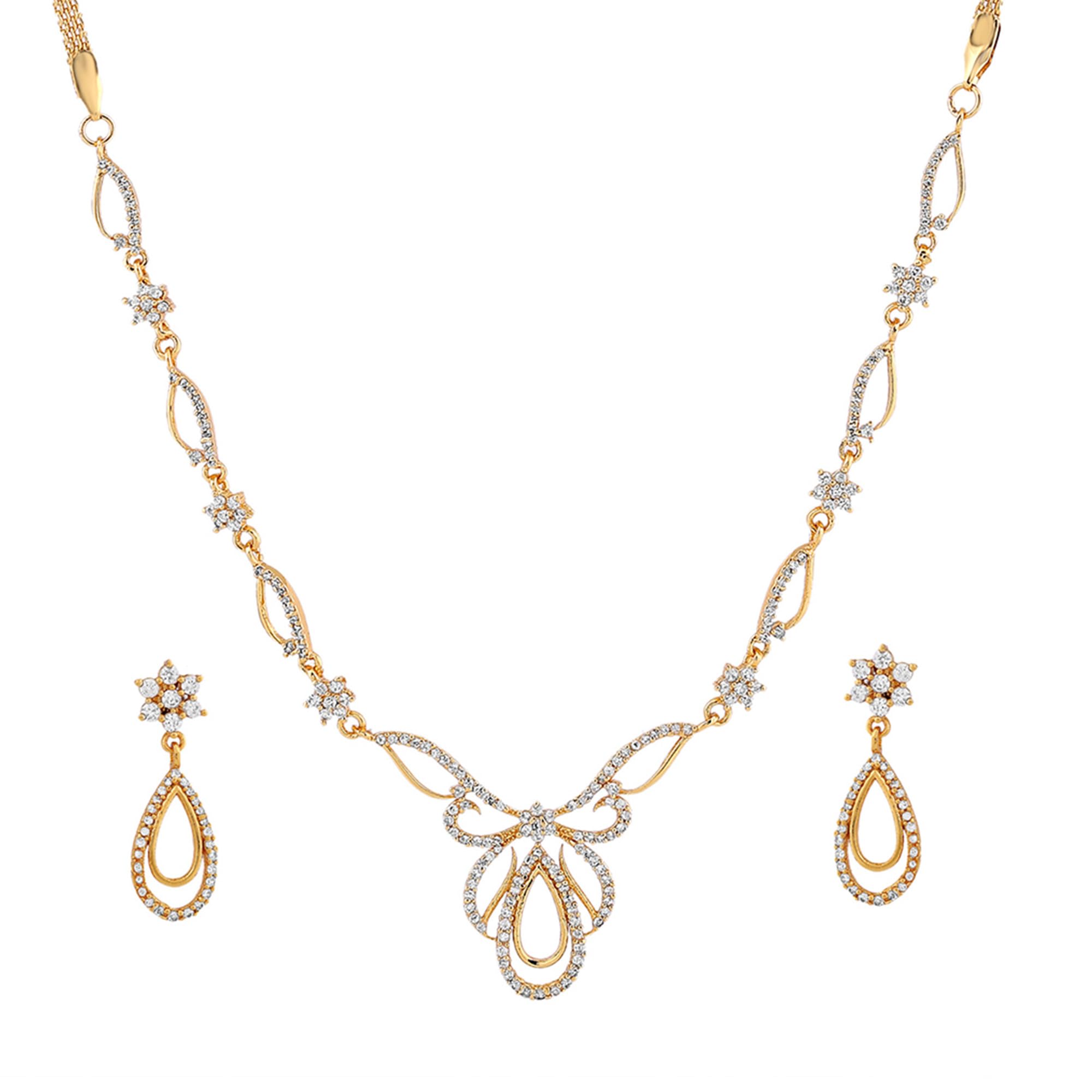 Estele Jewellery Sets for Women Gold Plated Bridal Necklace Jewellery Set with Earrings