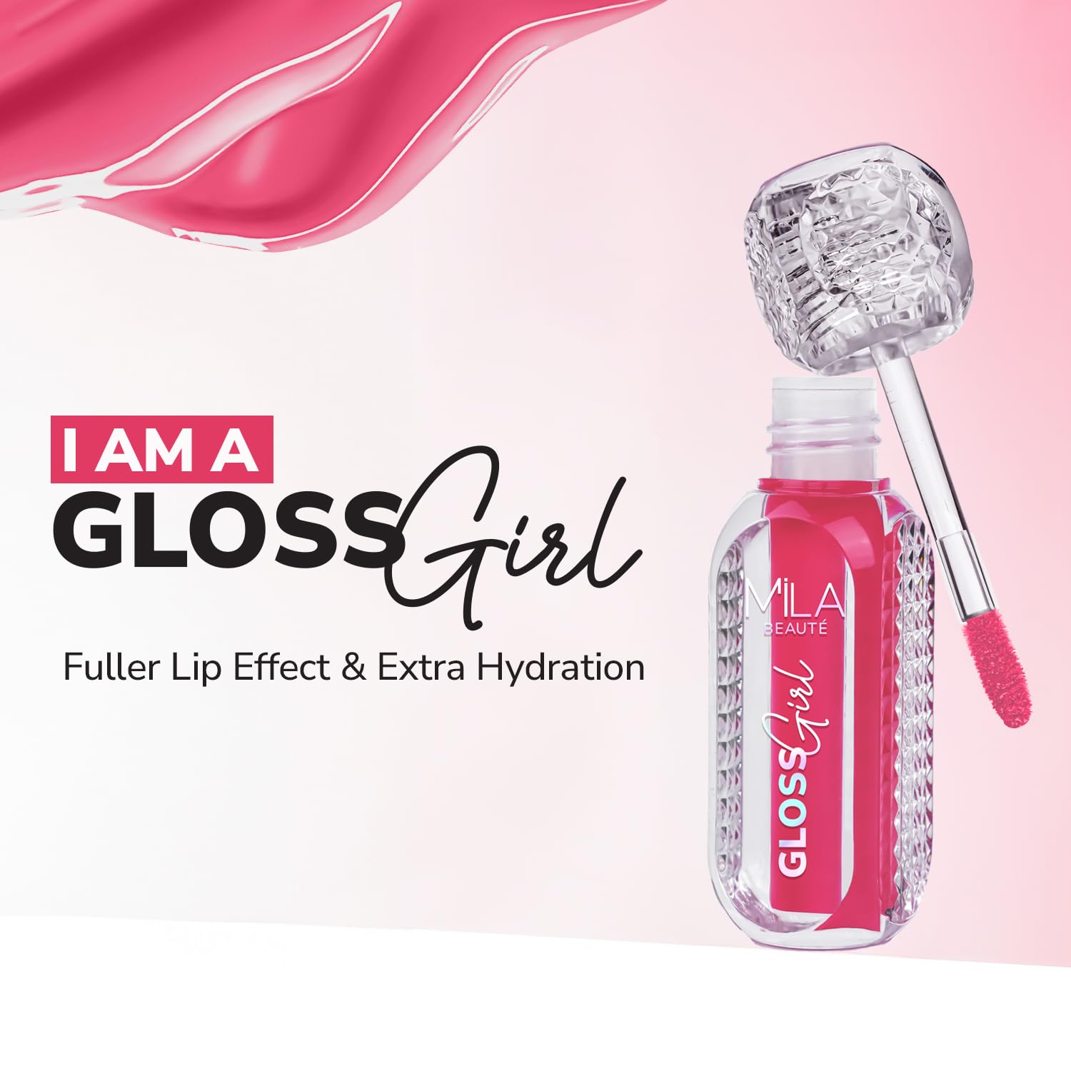 MILA BEAUTÉ Gloss Girl Lip Gloss|Enriched With Mango Seed Butter & Hyaluronic Acid|Light Weight & Non-Sticky Formula|Gives Fuller-Lip Effect & Extra Hydration|High Shine Finish-That's Me, 2.8 Ml