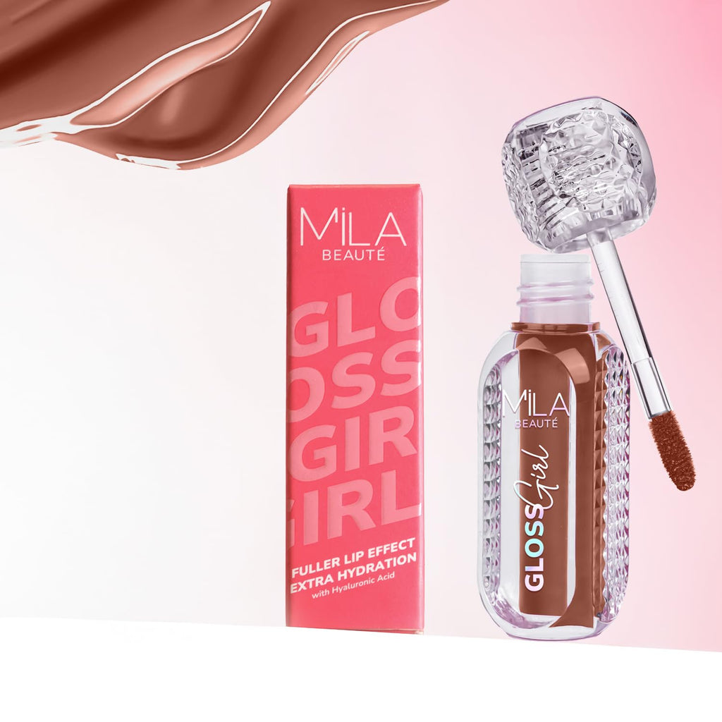 MILA BEAUTÉ Gloss Girl Lip Gloss|Enriched With Mango Seed Butter & Hyaluronic Acid|Light Weight & Non-Sticky Formula|Gives Fuller-Lip Effect & Extra Hydration|High Shine Finish-That's Me, 2.8 Ml