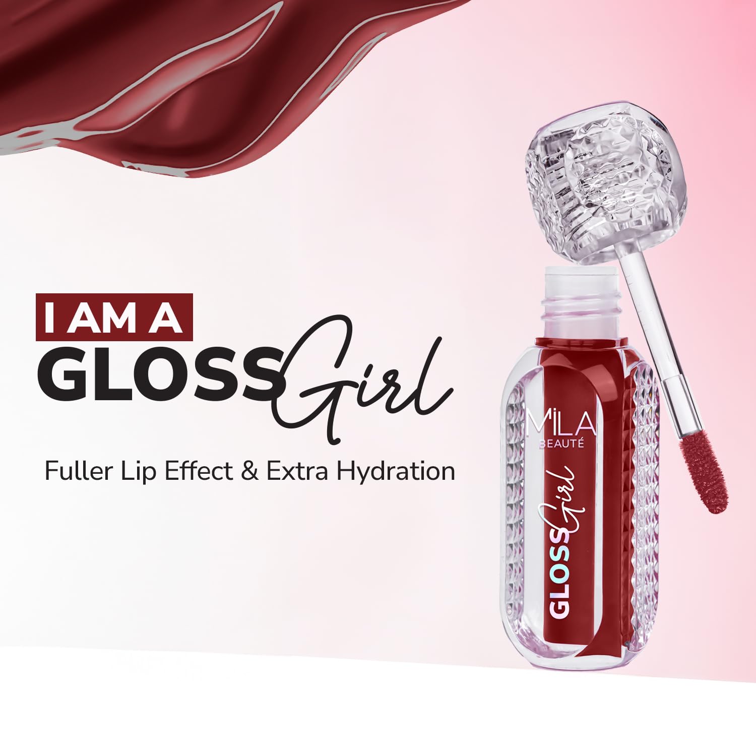 MILA BEAUTÉ Gloss Girl Lip Gloss|Enriched With Mango Seed Butter & Hyaluronic Acid|Light Weight & Non-Sticky Formula|Gives Fuller-Lip Effect & Extra Hydration|High Shine Finish-That's Me, 2.8 Ml