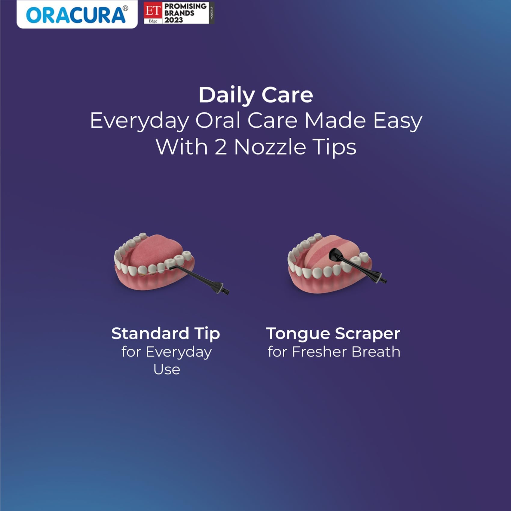ORACURA® Smart PLUS Water Flosser® OC200 LITE Black comes with 2 Nozzle tips | Portable & Rechargeable | Custom 8 Water Pressure Settings | 200ml Water Tank Capacity | IPX7 Waterproof | 365 Days Warranty