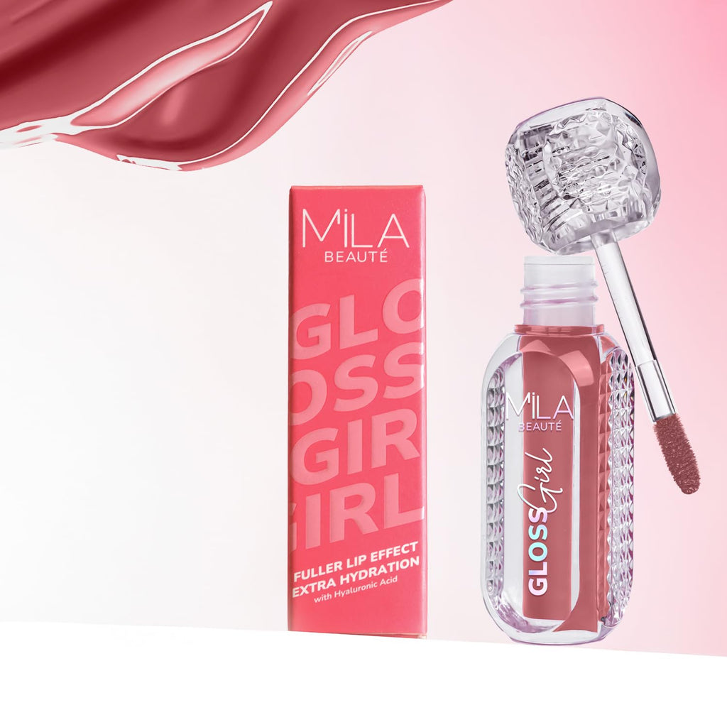 MILA BEAUTÉ Gloss Girl Lip Gloss|Enriched With Mango Seed Butter & Hyaluronic Acid|Light Weight & Non-Sticky Formula|Gives Fuller-Lip Effect & Extra Hydration|High Shine Finish-That's Me, 2.8 Ml