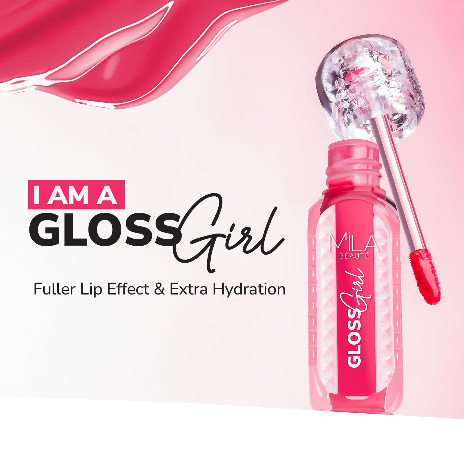 MILA BEAUTÉ Gloss Girl Lip Gloss|Enriched With Mango Seed Butter & Hyaluronic Acid|Light Weight & Non-Sticky Formula|Gives Fuller-Lip Effect & Extra Hydration|High Shine Finish-That's Me, 2.8 Ml