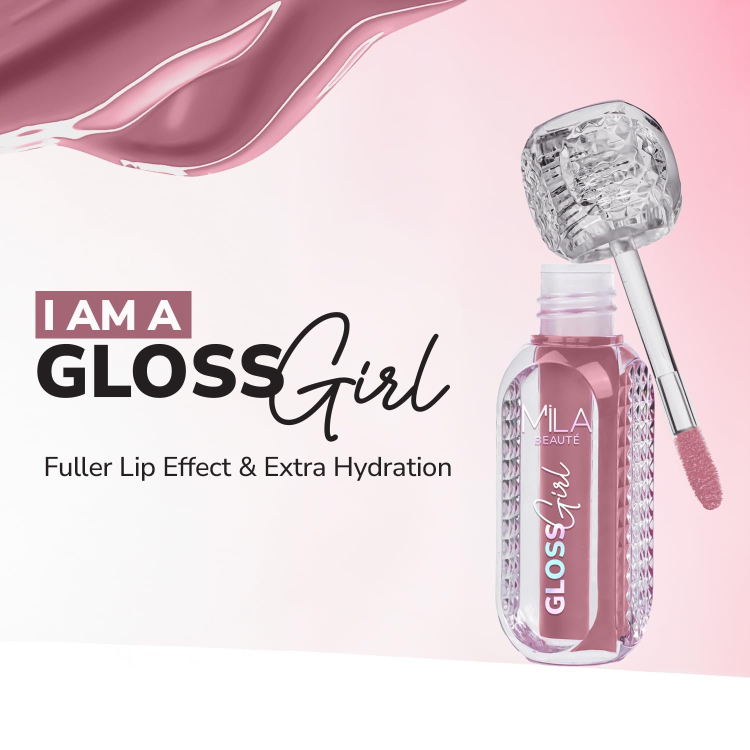 MILA BEAUTÉ Gloss Girl Lip Gloss|Enriched With Mango Seed Butter & Hyaluronic Acid|Light Weight & Non-Sticky Formula|Gives Fuller-Lip Effect & Extra Hydration|High Shine Finish-That's Me, 2.8 Ml