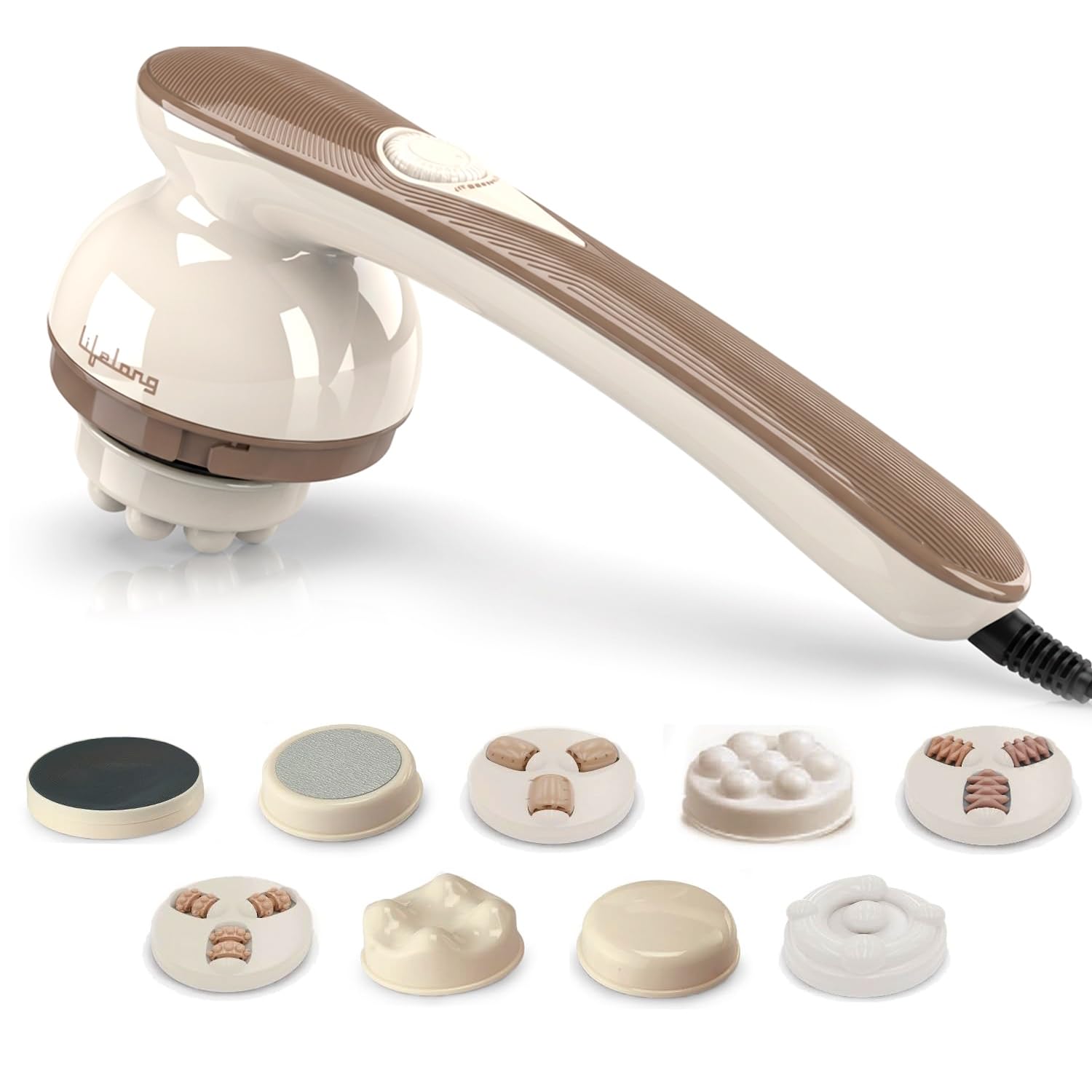 Lifelong Full Body Massager Machine for Pain Relief | Body & Back Pain Relief Product | Handheld Electric Manipol Mini Massager | 5-Speed Settings | Best Gift for Women & Men (LLM270, Brown)