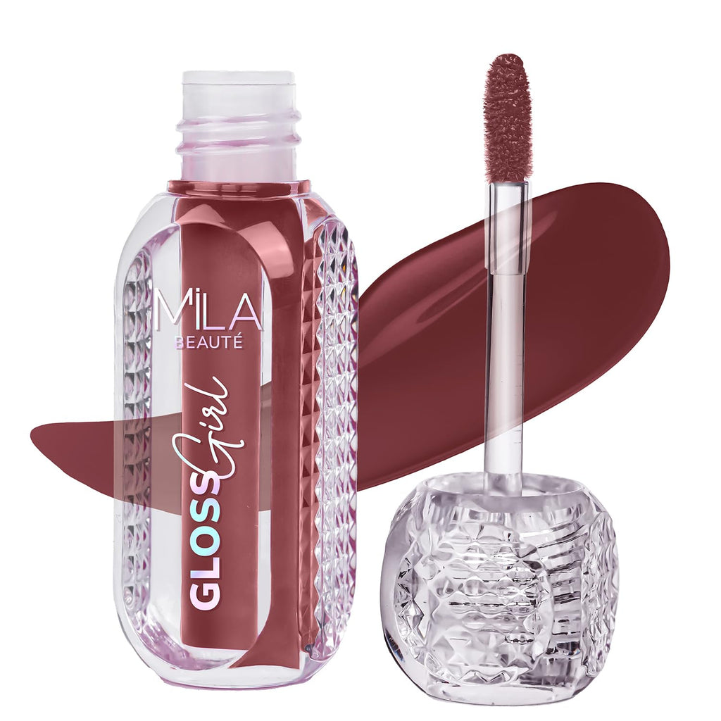 MILA BEAUTÉ Gloss Girl Lip Gloss|Enriched With Mango Seed Butter & Hyaluronic Acid|Light Weight & Non-Sticky Formula|Gives Fuller-Lip Effect & Extra Hydration|High Shine Finish-That's Me, 2.8 Ml