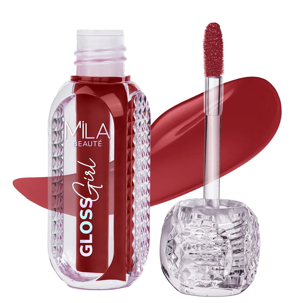 MILA BEAUTÉ Gloss Girl Lip Gloss|Enriched With Mango Seed Butter & Hyaluronic Acid|Light Weight & Non-Sticky Formula|Gives Fuller-Lip Effect & Extra Hydration|High Shine Finish-That's Me, 2.8 Ml