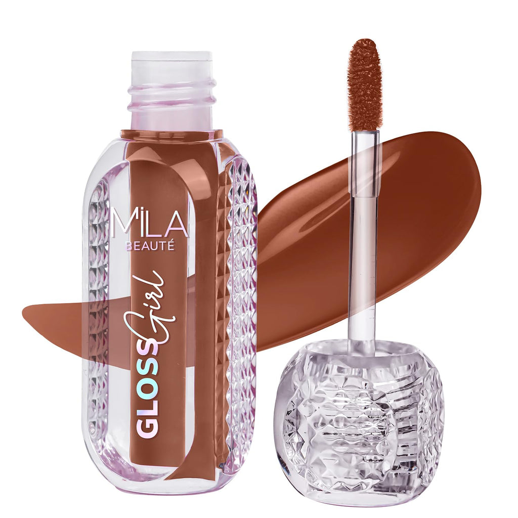 MILA BEAUTÉ Gloss Girl Lip Gloss|Enriched With Mango Seed Butter & Hyaluronic Acid|Light Weight & Non-Sticky Formula|Gives Fuller-Lip Effect & Extra Hydration|High Shine Finish-That's Me, 2.8 Ml