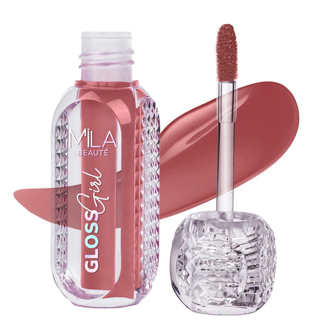 MILA BEAUTÉ Gloss Girl Lip Gloss|Enriched With Mango Seed Butter & Hyaluronic Acid|Light Weight & Non-Sticky Formula|Gives Fuller-Lip Effect & Extra Hydration|High Shine Finish-That's Me, 2.8 Ml