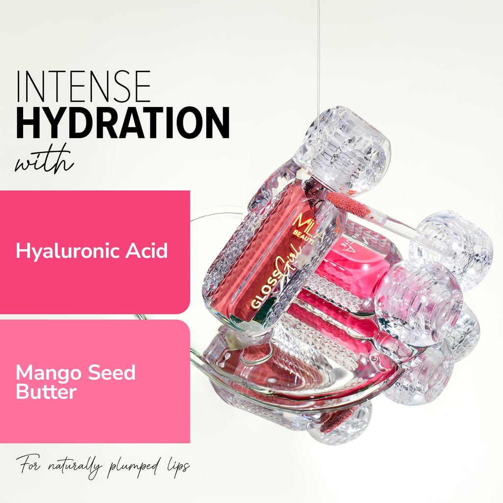 MILA BEAUTÉ Gloss Girl Lip Gloss|Enriched With Mango Seed Butter & Hyaluronic Acid|Light Weight & Non-Sticky Formula|Gives Fuller-Lip Effect & Extra Hydration|High Shine Finish-That's Me, 2.8 Ml