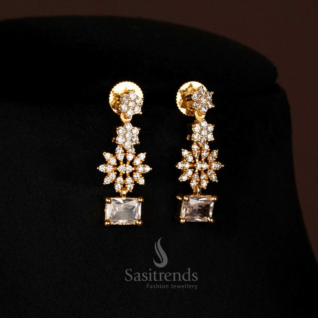 Sasitrends American Diamond Micro Gold Plated Necklace Set For Women