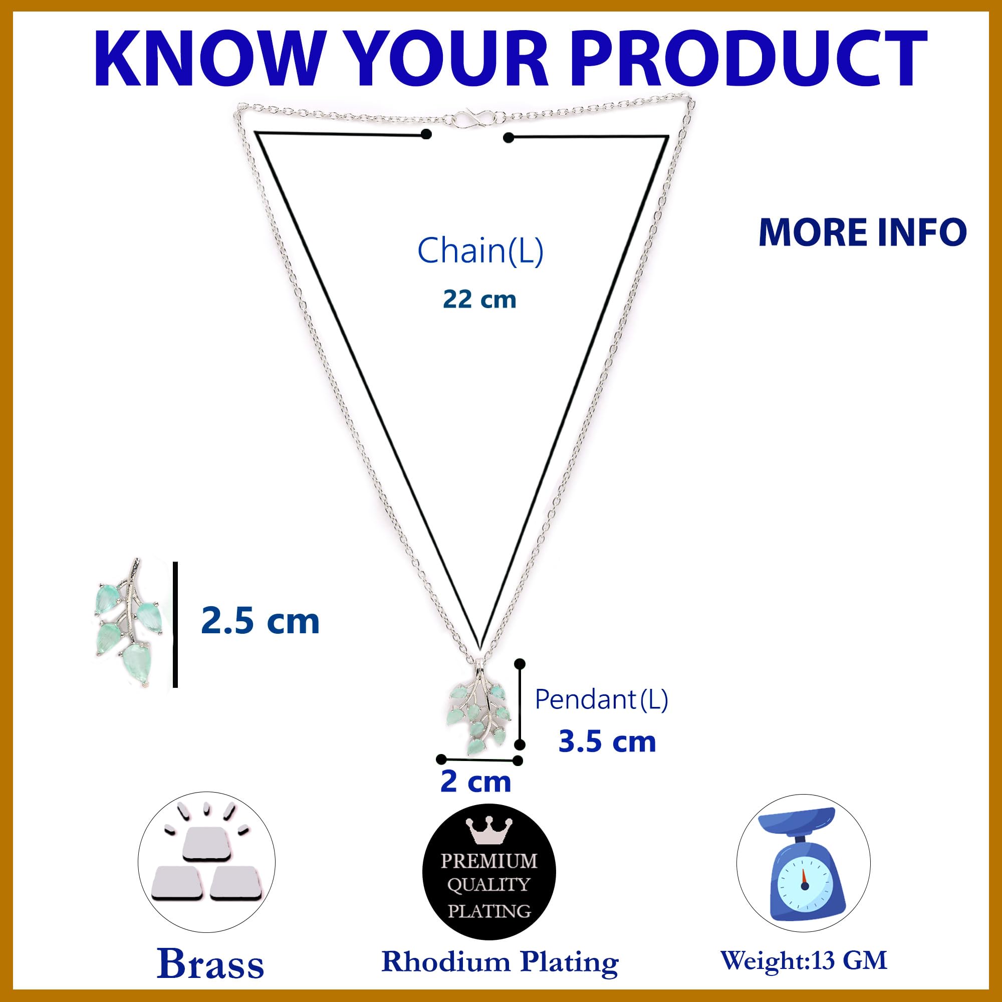 ZENEME Rhodium Plated Silver Toned American Diamond Studded Shimmery Leaf Pendant & Earring Jewellery Set for Women & Gifts For Girls