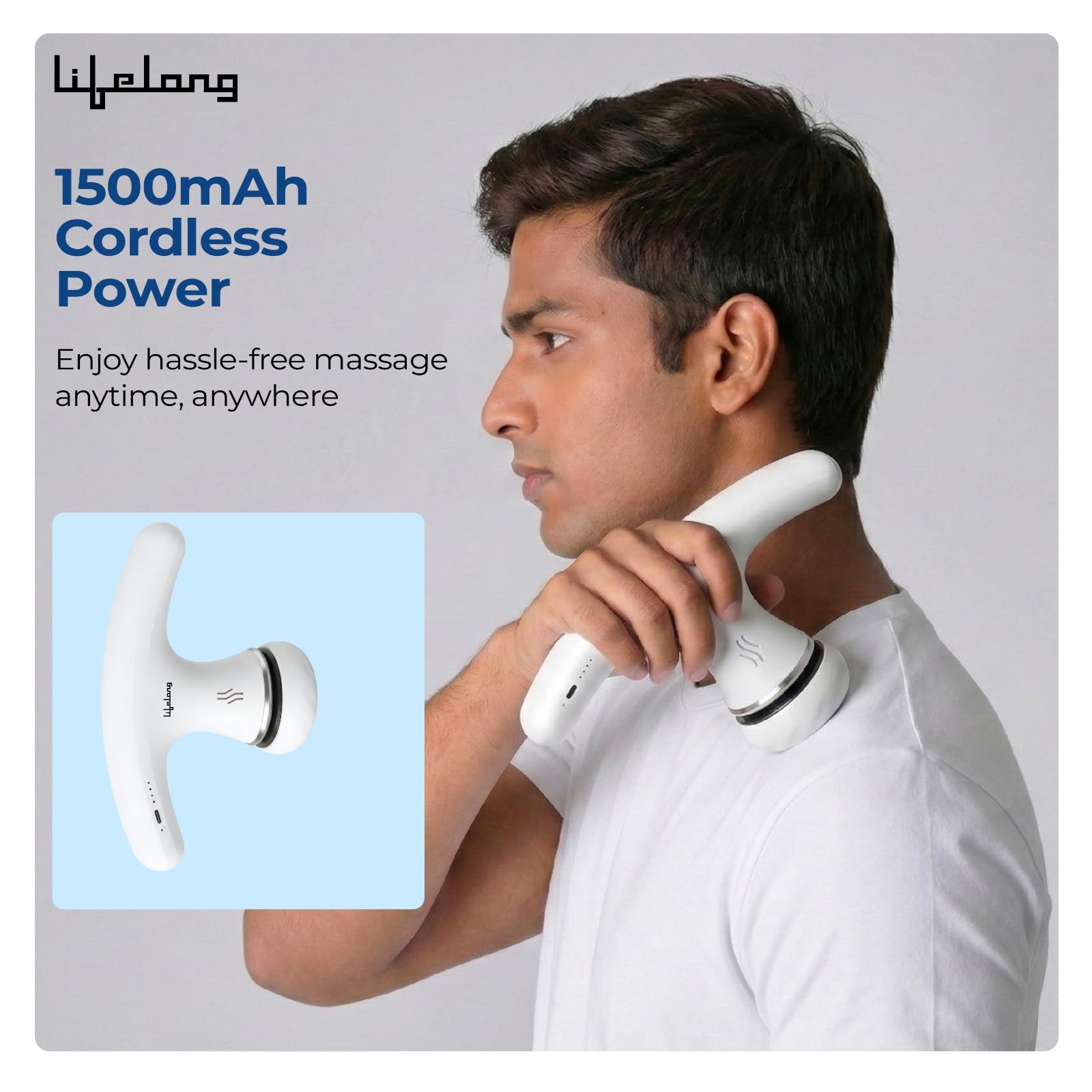 Lifelong Full Body Massager Machine for Pain Relief | Body & Back Pain Relief Product | Handheld Electric Manipol Mini Massager | 5-Speed Settings | Best Gift for Women & Men (LLM270, Brown)