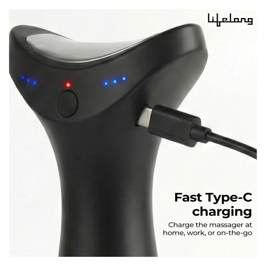 Lifelong Full Body Massager Machine for Pain Relief | Body & Back Pain Relief Product | Handheld Electric Manipol Mini Massager | 5-Speed Settings | Best Gift for Women & Men (LLM270, Brown)