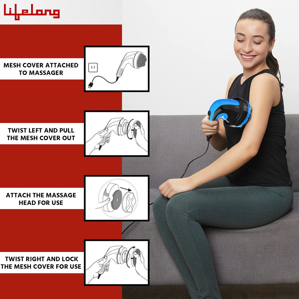 Lifelong Full Body Massager Machine for Pain Relief | Body & Back Pain Relief Product | Handheld Electric Manipol Mini Massager | 5-Speed Settings | Best Gift for Women & Men (LLM270, Brown)