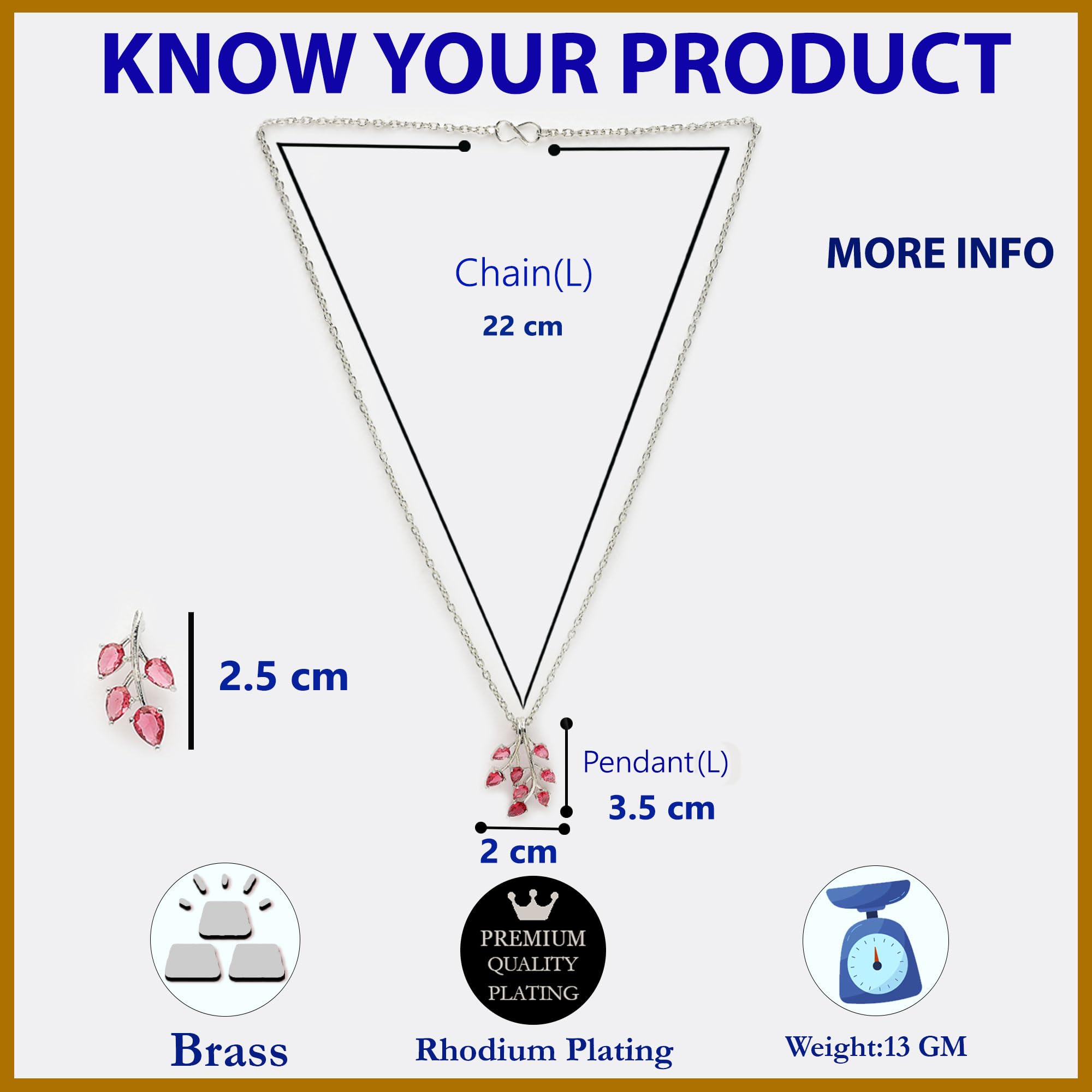 ZENEME Rhodium Plated Silver Toned American Diamond Studded Shimmery Leaf Pendant & Earring Jewellery Set for Women & Gifts For Girls