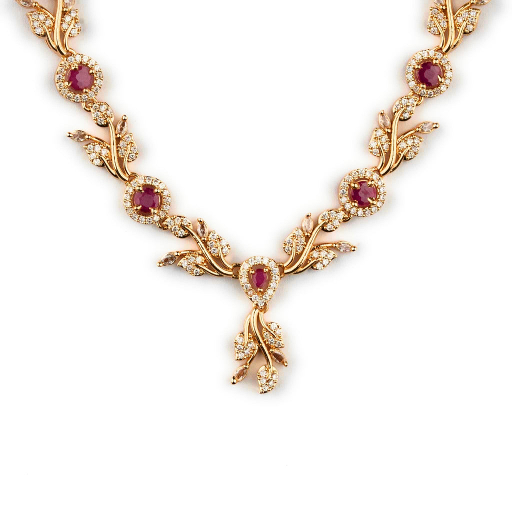Sasitrends American Diamond Micro Gold Plated Necklace Set For Women