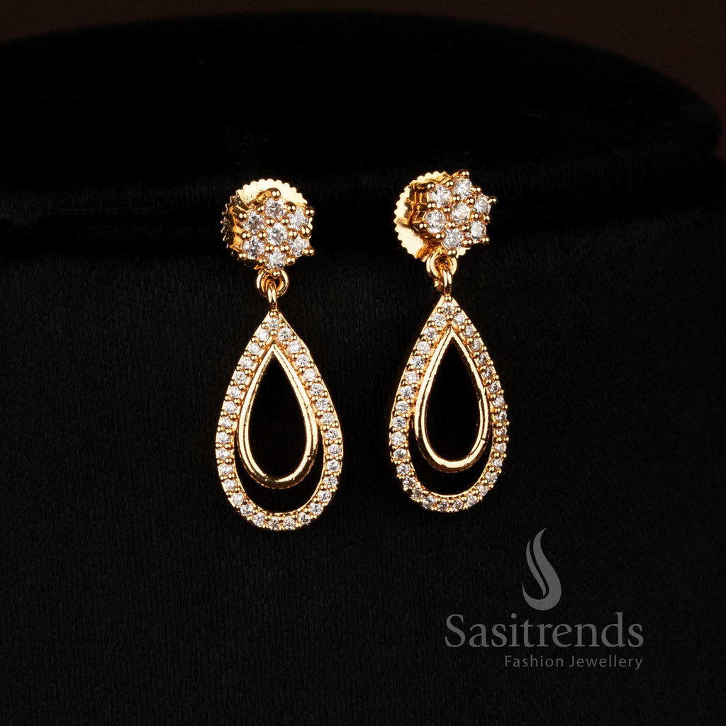 Sasitrends Floral Butterfly Wings Motif Micro Gold Plated AD Stone Necklace Set
