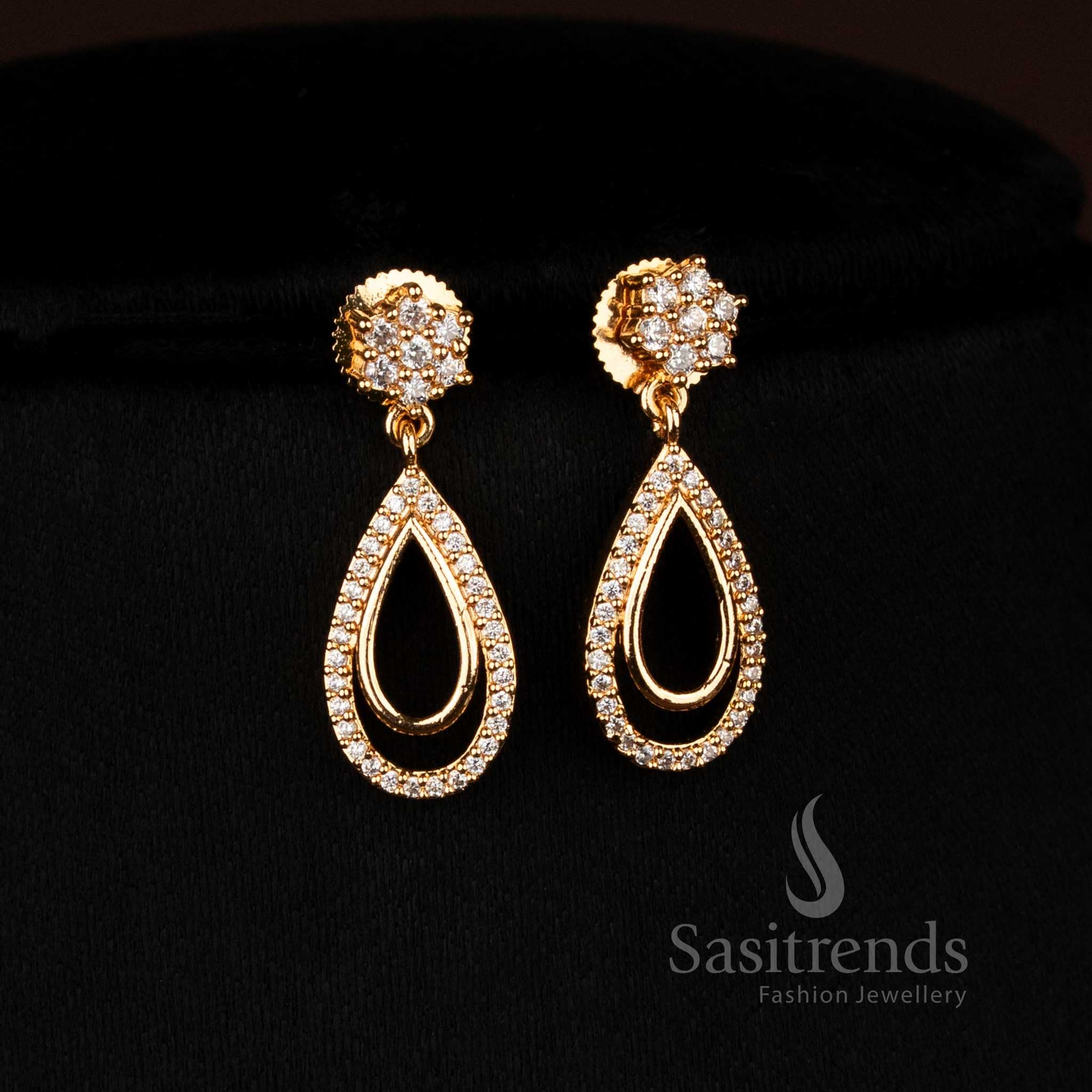 Sasitrends Floral Butterfly Wings Motif Micro Gold Plated AD Stone Necklace Set