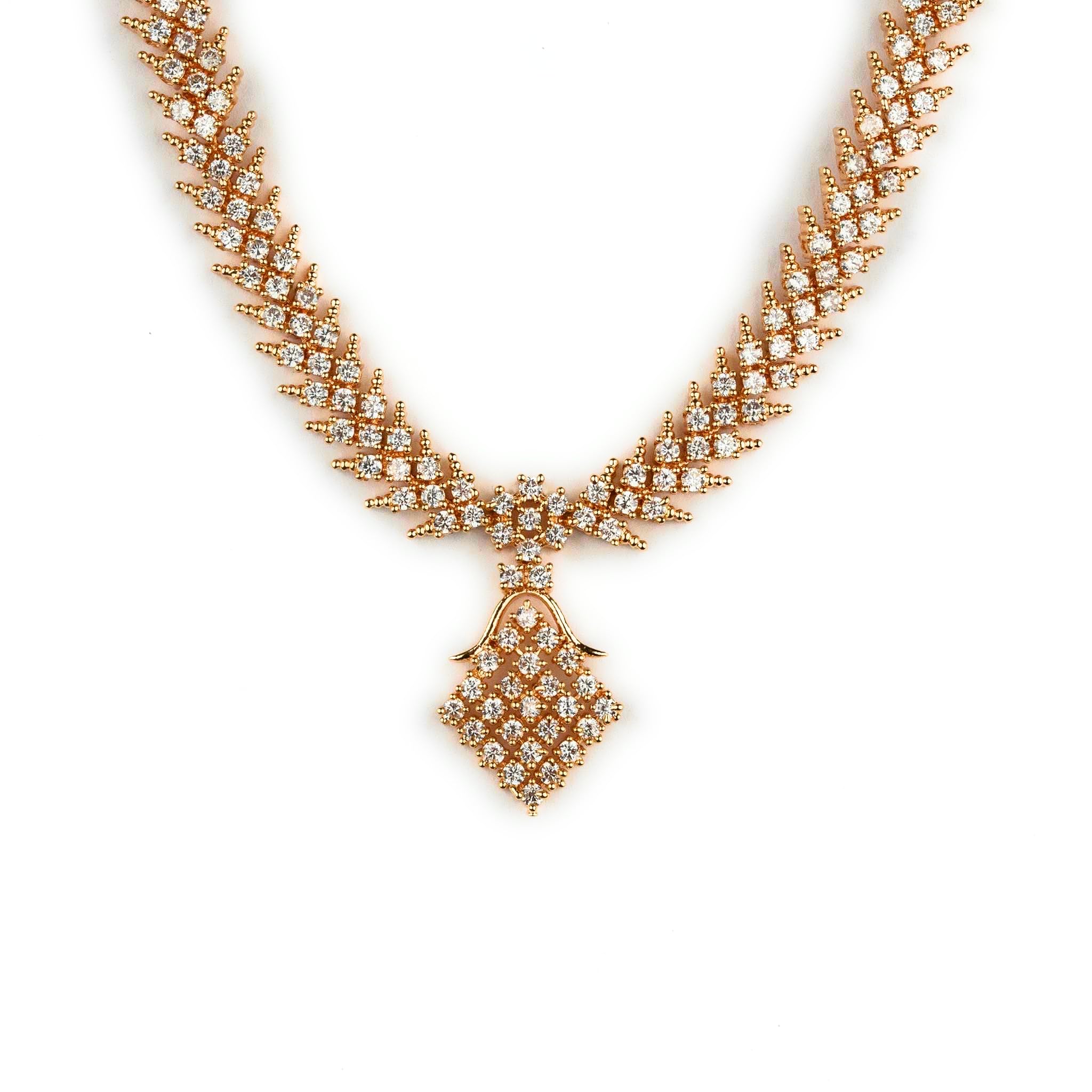 Sasitrends Floral Butterfly Wings Motif Micro Gold Plated AD Stone Necklace Set