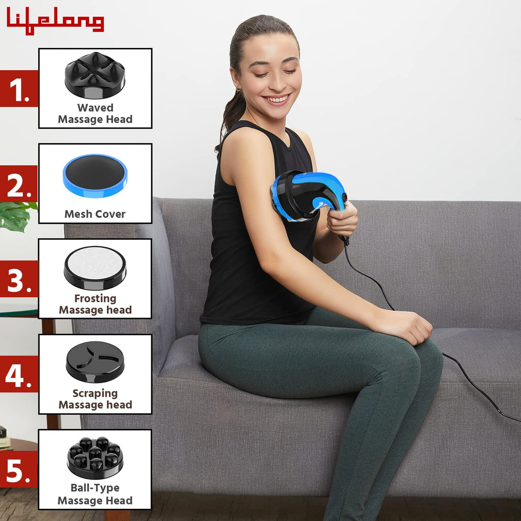 Lifelong Full Body Massager Machine for Pain Relief | Body & Back Pain Relief Product | Handheld Electric Manipol Mini Massager | 5-Speed Settings | Best Gift for Women & Men (LLM270, Brown)