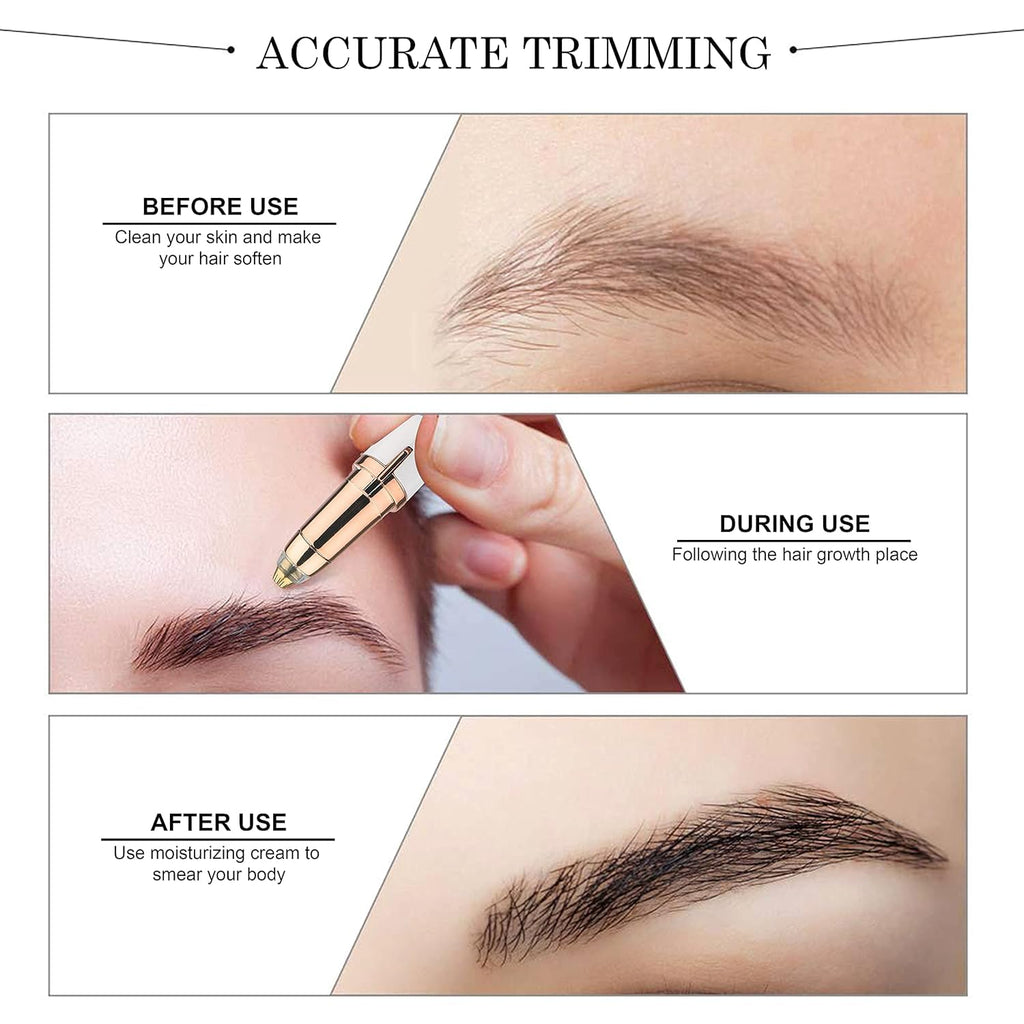 Flawless Eyebrow Trimmer for women. Pianless,Touch sensitive,18K Gold Platted Battery operated Eyebrow Hair Remover For women. Battery not included.