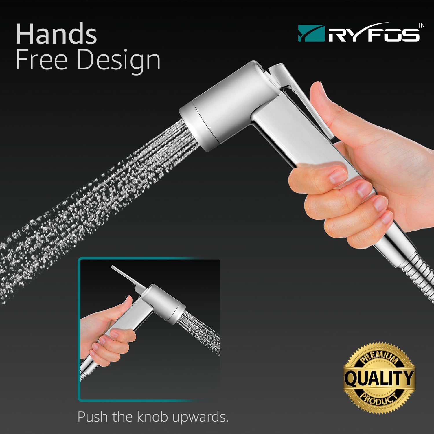 India’s 1st Brand with Lifetime Support, R1005HF ABS Health Faucet, Jet Spray for Toilet with 1-1.2 Mtr SS-304 Flexible Hose Pipe & Wall Hook, Chrome Finish