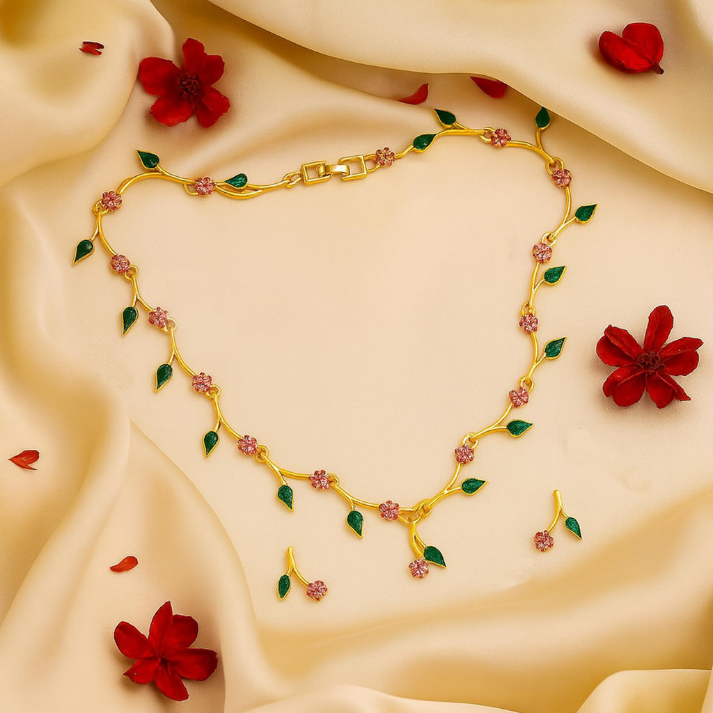 Estele Jewellery Sets for Women Gold Plated Bridal Necklace Jewellery Set with Earrings