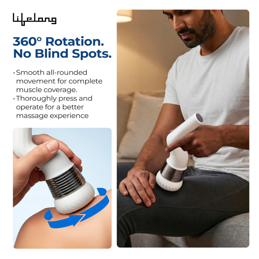 Lifelong Full Body Massager Machine for Pain Relief | Body & Back Pain Relief Product | Handheld Electric Manipol Mini Massager | 5-Speed Settings | Best Gift for Women & Men (LLM270, Brown)