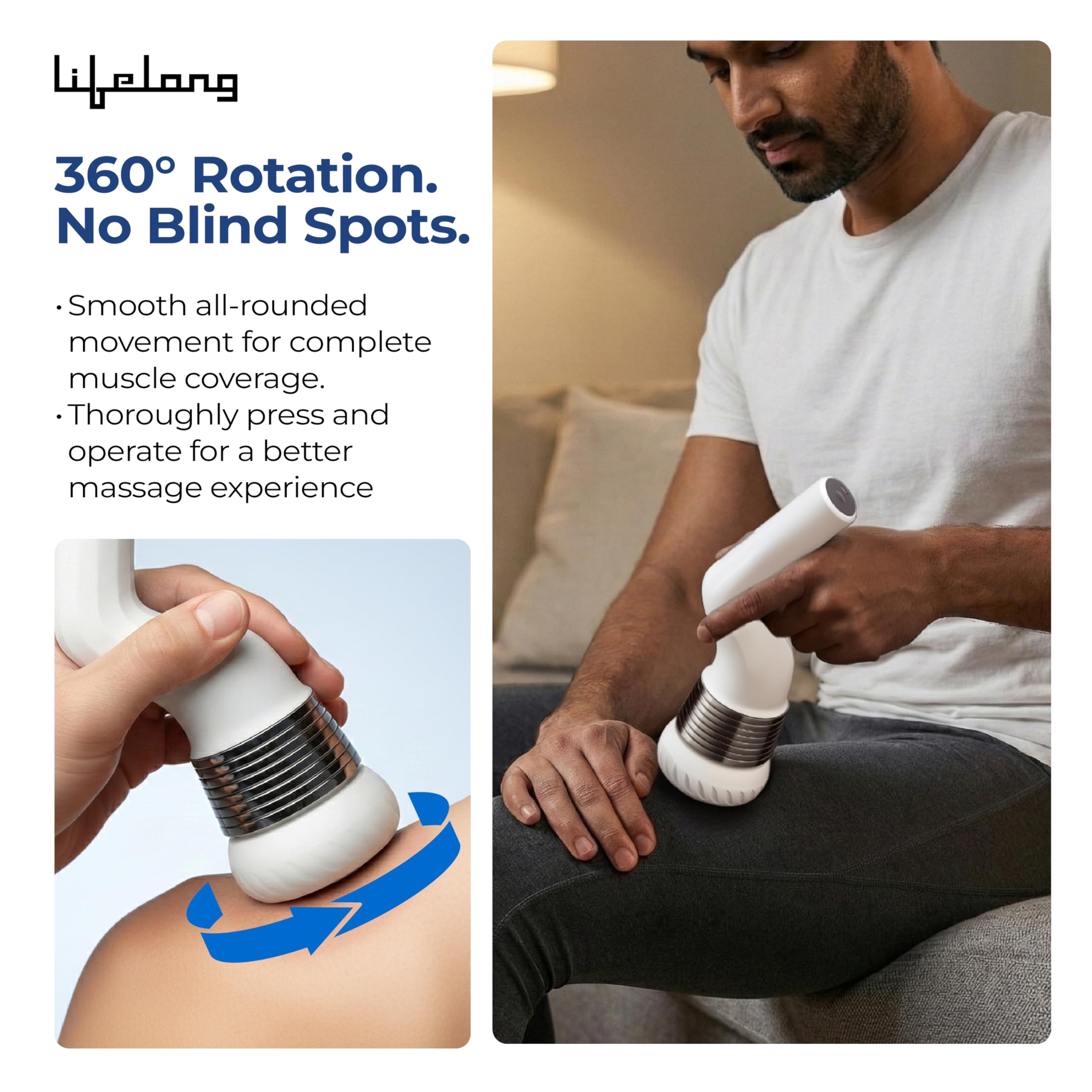 Lifelong Full Body Massager Machine for Pain Relief | Body & Back Pain Relief Product | Handheld Electric Manipol Mini Massager | 5-Speed Settings | Best Gift for Women & Men (LLM270, Brown)