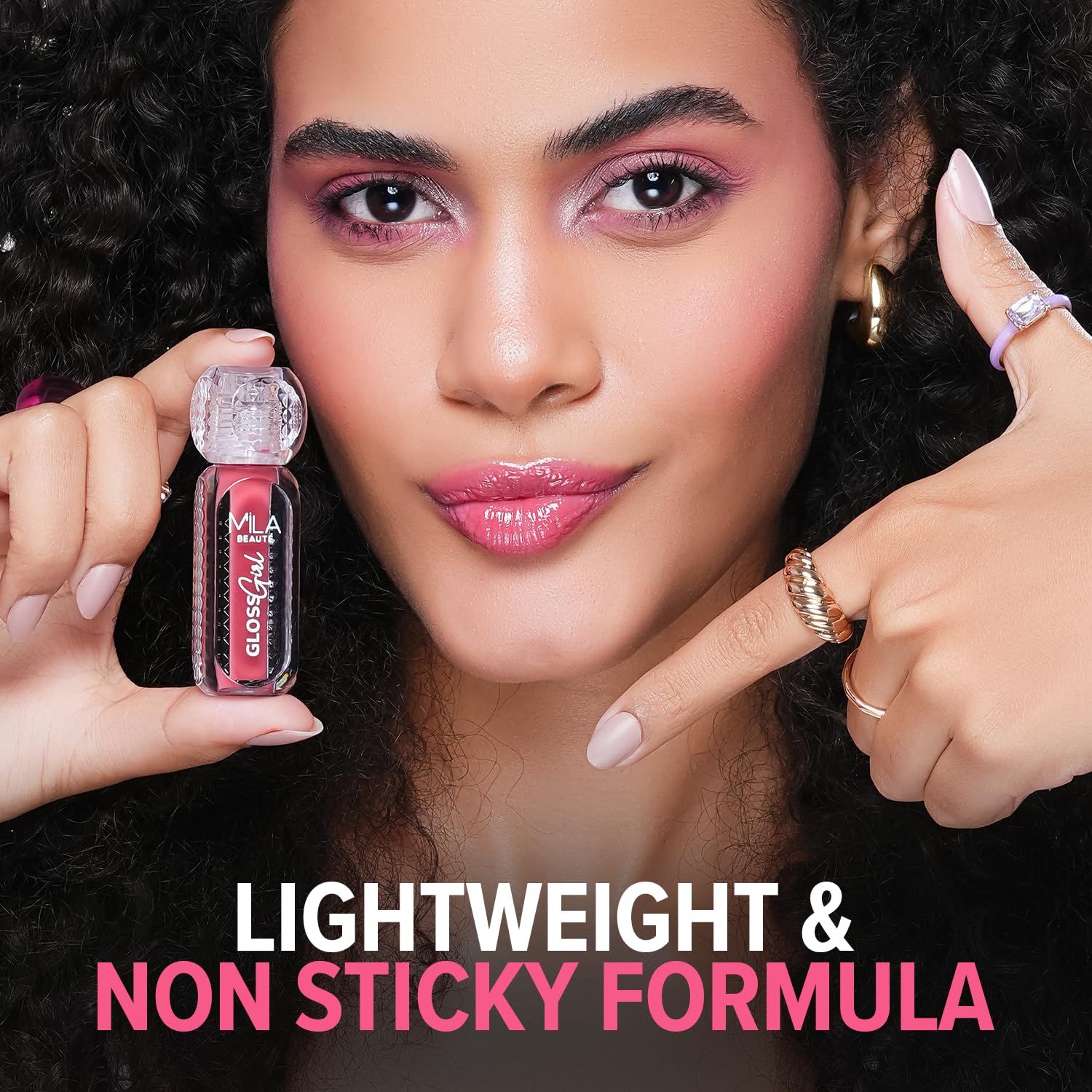 MILA BEAUTÉ Gloss Girl Lip Gloss|Enriched With Mango Seed Butter & Hyaluronic Acid|Light Weight & Non-Sticky Formula|Gives Fuller-Lip Effect & Extra Hydration|High Shine Finish-That's Me, 2.8 Ml