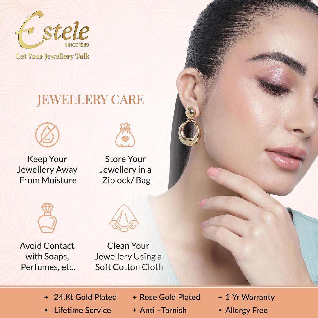 Estele Jewellery Sets for Women Gold Plated Bridal Necklace Jewellery Set with Earrings