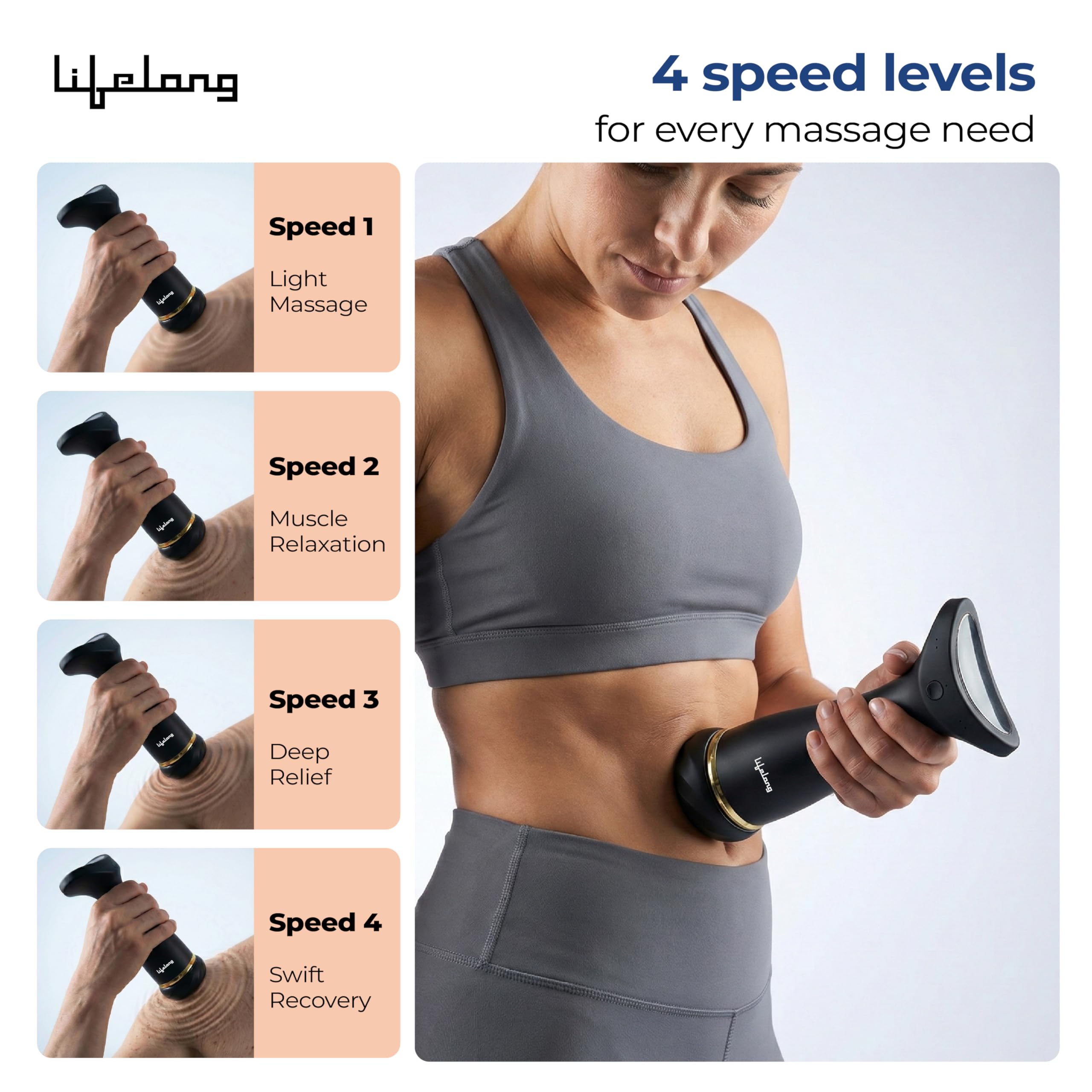 Lifelong Full Body Massager Machine for Pain Relief | Body & Back Pain Relief Product | Handheld Electric Manipol Mini Massager | 5-Speed Settings | Best Gift for Women & Men (LLM270, Brown)