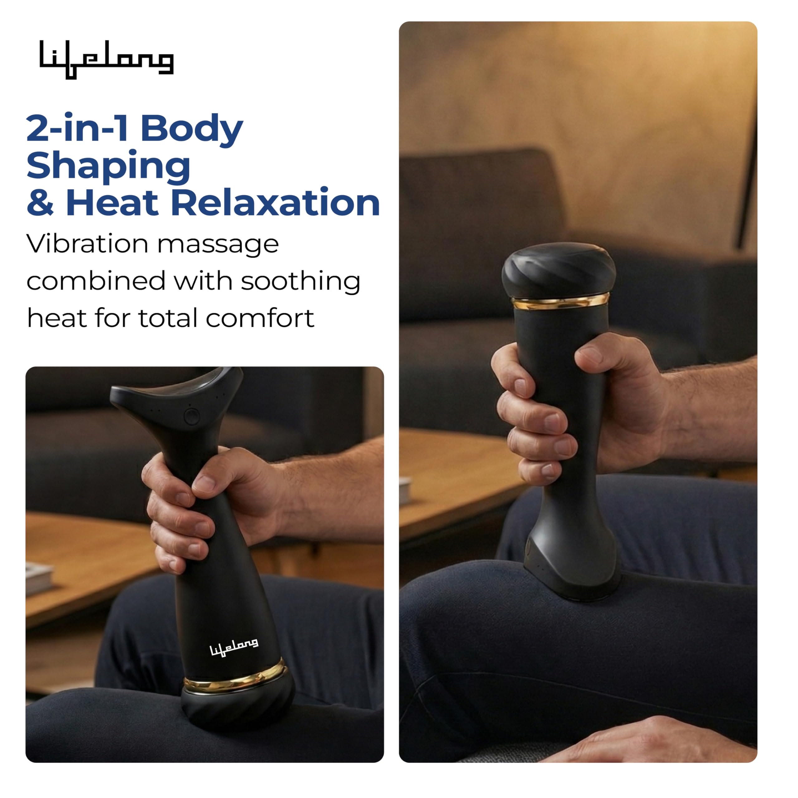 Lifelong Full Body Massager Machine for Pain Relief | Body & Back Pain Relief Product | Handheld Electric Manipol Mini Massager | 5-Speed Settings | Best Gift for Women & Men (LLM270, Brown)