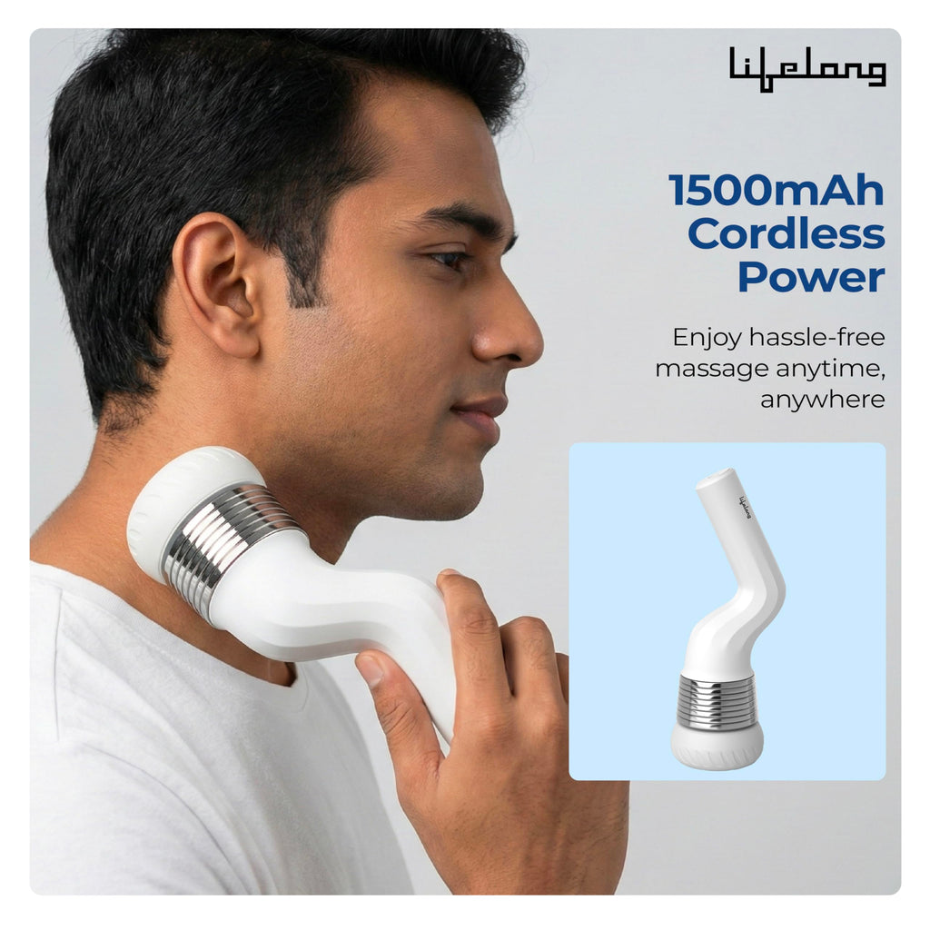 Lifelong Full Body Massager Machine for Pain Relief | Body & Back Pain Relief Product | Handheld Electric Manipol Mini Massager | 5-Speed Settings | Best Gift for Women & Men (LLM270, Brown)