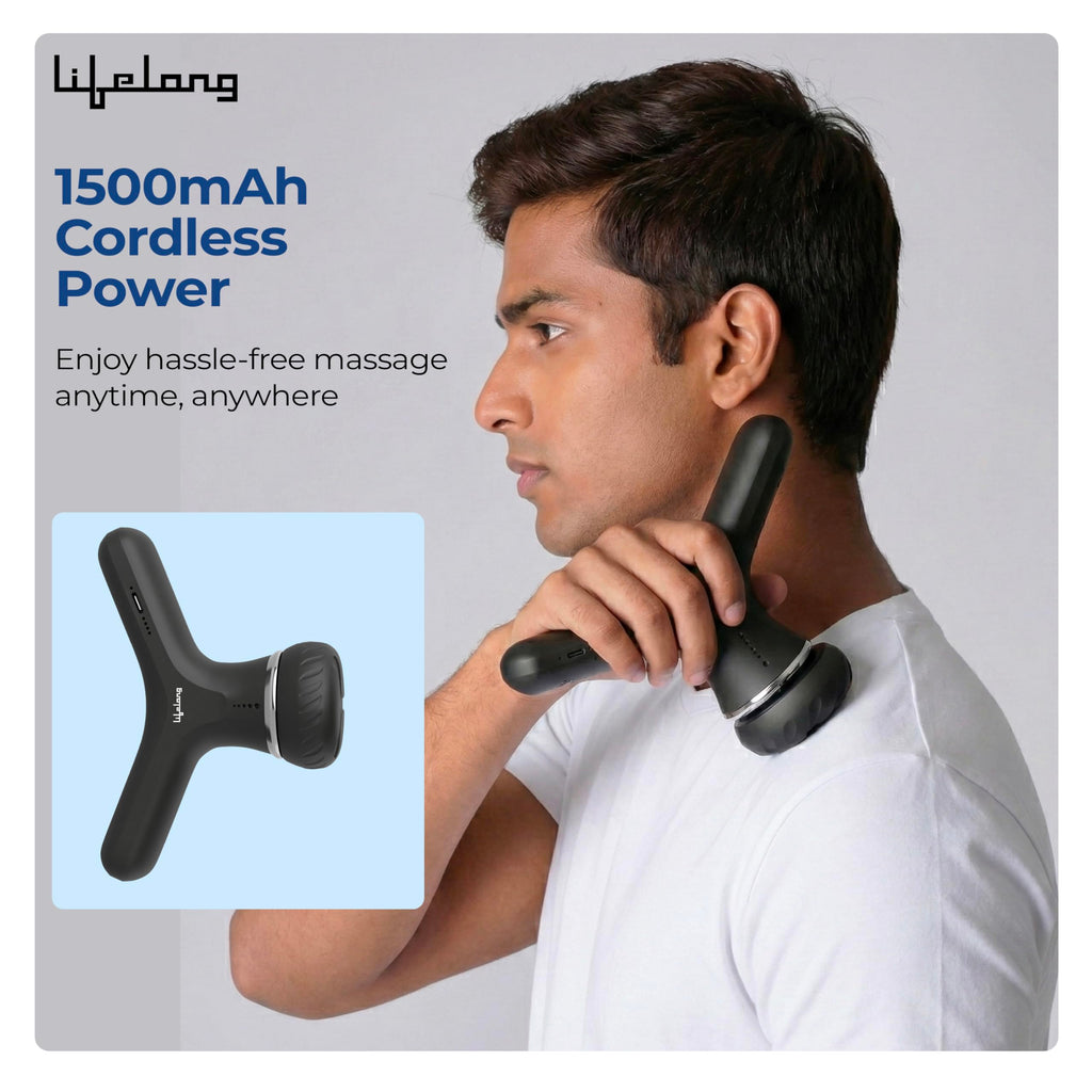 Lifelong Full Body Massager Machine for Pain Relief | Body & Back Pain Relief Product | Handheld Electric Manipol Mini Massager | 5-Speed Settings | Best Gift for Women & Men (LLM270, Brown)