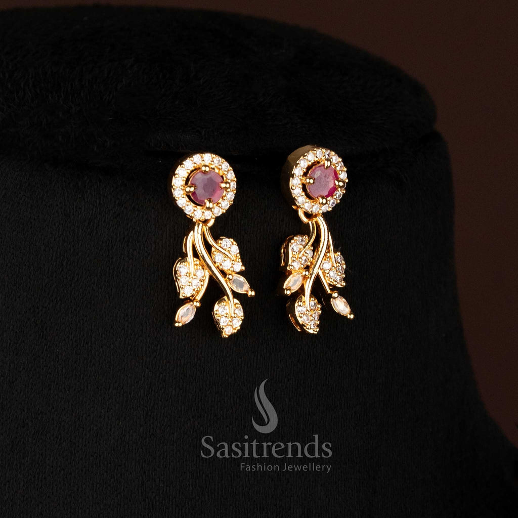Sasitrends American Diamond Micro Gold Plated Necklace Set For Women