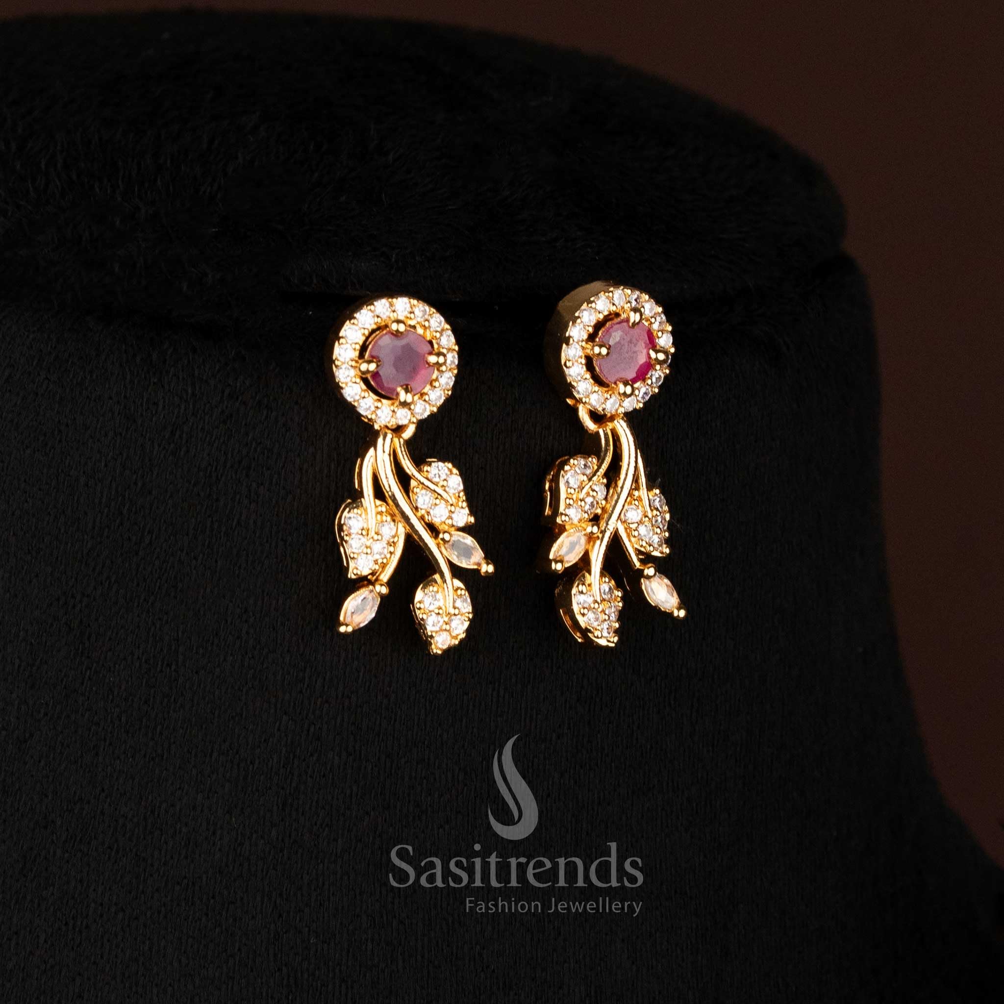 Sasitrends American Diamond Micro Gold Plated Necklace Set For Women