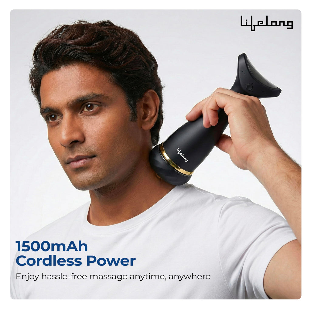 Lifelong Full Body Massager Machine for Pain Relief | Body & Back Pain Relief Product | Handheld Electric Manipol Mini Massager | 5-Speed Settings | Best Gift for Women & Men (LLM270, Brown)